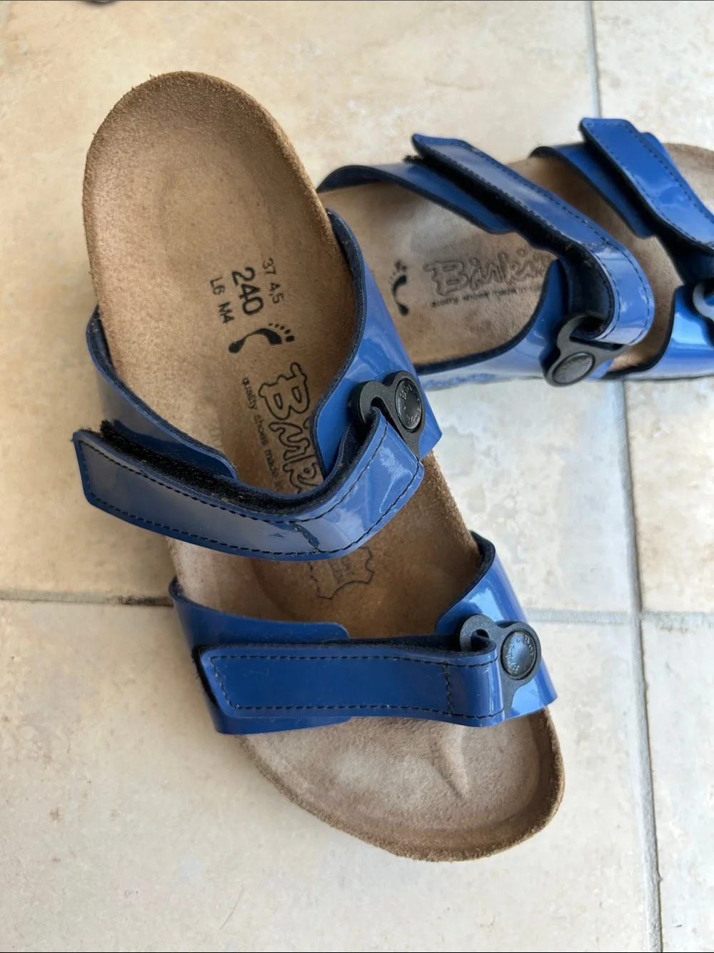 Birkenstock Blue Patent Two-Strap Women’s Sandals